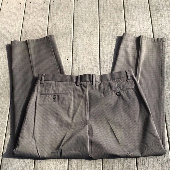 Dockers Khaki Striped Chinos Flat Front Straight Fit  Size 36 Waist 32 Length - Picture 7 of 8